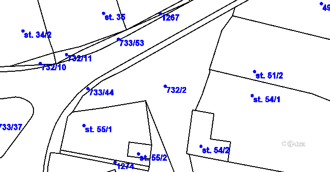 Parcela st. 732/2 v KÚ Cholenice, Katastrální mapa