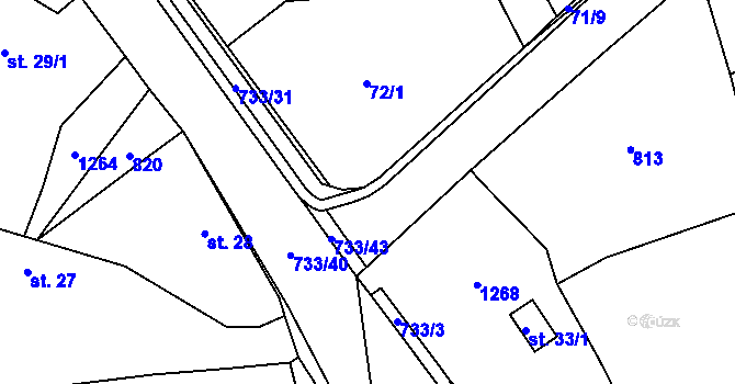 Parcela st. 735/4 v KÚ Cholenice, Katastrální mapa