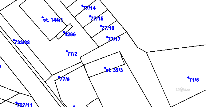Parcela st. 77/6 v KÚ Cholenice, Katastrální mapa