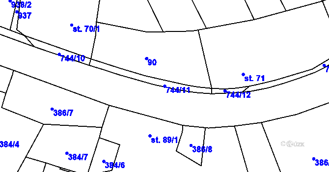 Parcela st. 744/11 v KÚ Cholenice, Katastrální mapa