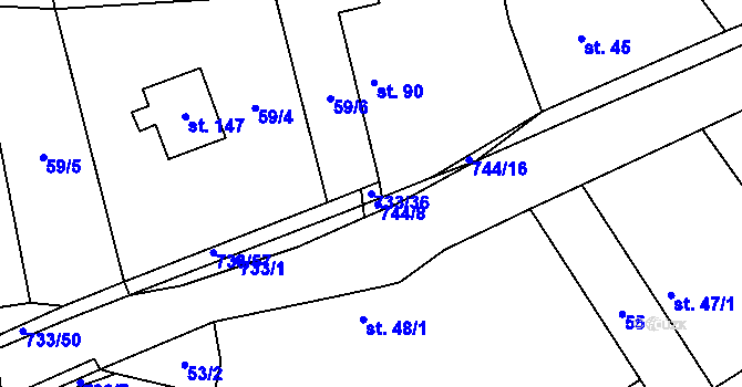 Parcela st. 733/36 v KÚ Cholenice, Katastrální mapa