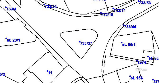Parcela st. 733/37 v KÚ Cholenice, Katastrální mapa