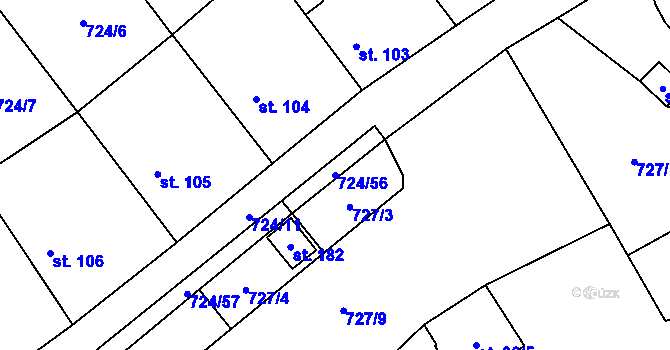 Parcela st. 724/56 v KÚ Cholenice, Katastrální mapa