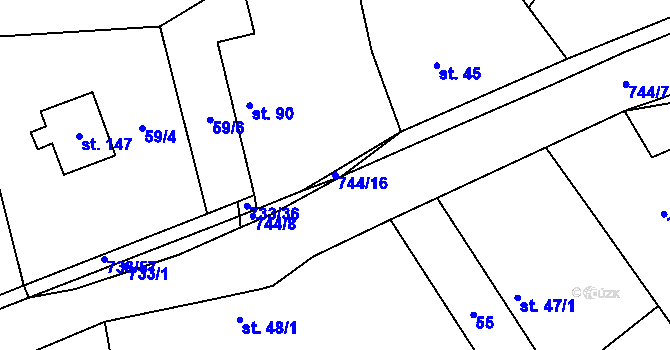 Parcela st. 744/16 v KÚ Cholenice, Katastrální mapa