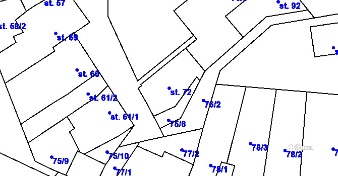Parcela st. 72 v KÚ Dubčany u Choliny, Katastrální mapa