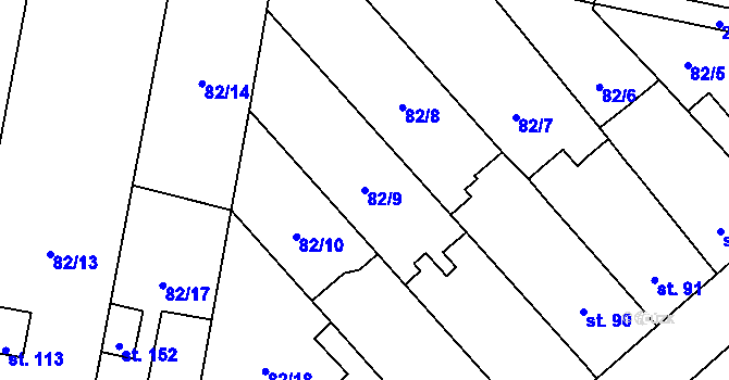 Parcela st. 82/9 v KÚ Dubčany u Choliny, Katastrální mapa