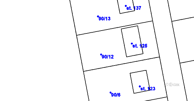 Parcela st. 90/12 v KÚ Dubčany u Choliny, Katastrální mapa