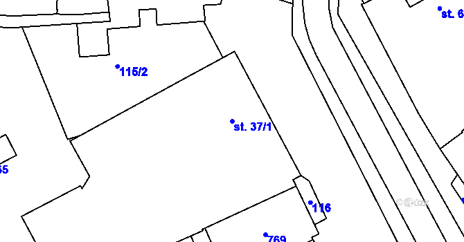 Parcela st. 37/1 v KÚ Cholina, Katastrální mapa