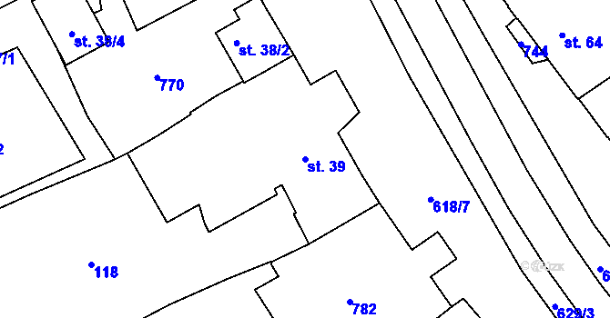 Parcela st. 39 v KÚ Cholina, Katastrální mapa