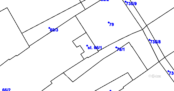 Parcela st. 66/1 v KÚ Cholina, Katastrální mapa