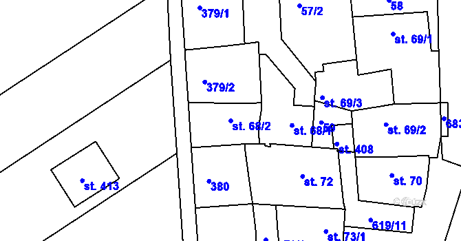 Parcela st. 68/2 v KÚ Cholina, Katastrální mapa