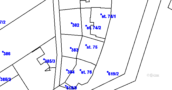 Parcela st. 75 v KÚ Cholina, Katastrální mapa