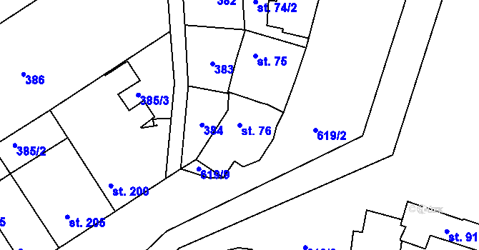 Parcela st. 76 v KÚ Cholina, Katastrální mapa