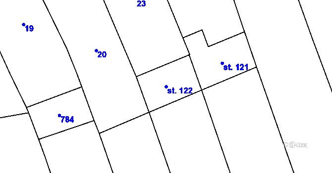 Parcela st. 122 v KÚ Cholina, Katastrální mapa