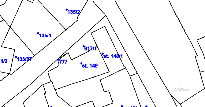 Parcela st. 148/1 v KÚ Cholina, Katastrální mapa