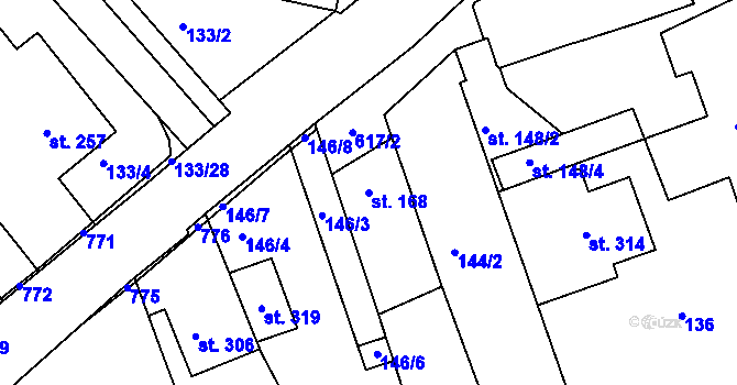 Parcela st. 168 v KÚ Cholina, Katastrální mapa