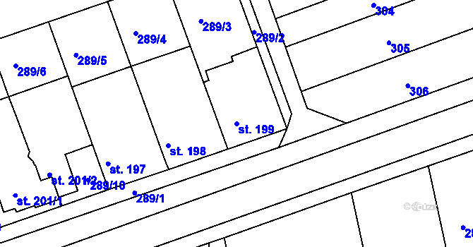 Parcela st. 199 v KÚ Cholina, Katastrální mapa