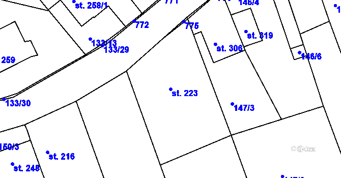 Parcela st. 223 v KÚ Cholina, Katastrální mapa