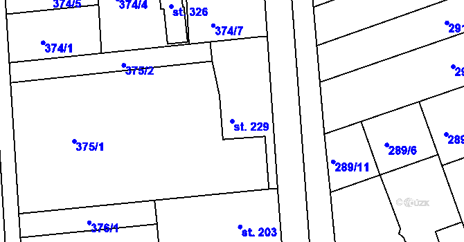 Parcela st. 229 v KÚ Cholina, Katastrální mapa