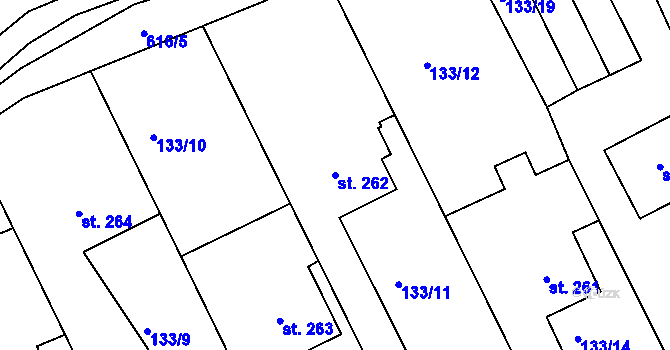 Parcela st. 262 v KÚ Cholina, Katastrální mapa