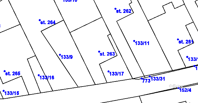 Parcela st. 263 v KÚ Cholina, Katastrální mapa