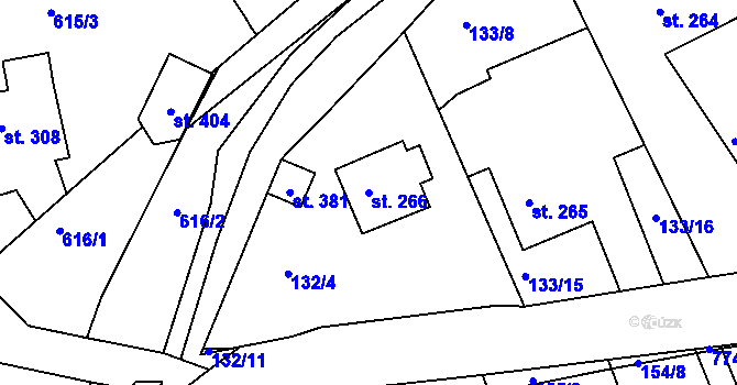 Parcela st. 266 v KÚ Cholina, Katastrální mapa