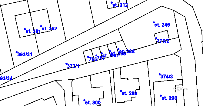 Parcela st. 290 v KÚ Cholina, Katastrální mapa
