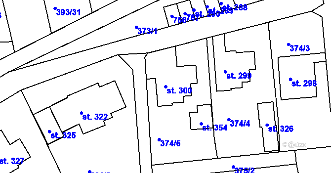 Parcela st. 300 v KÚ Cholina, Katastrální mapa