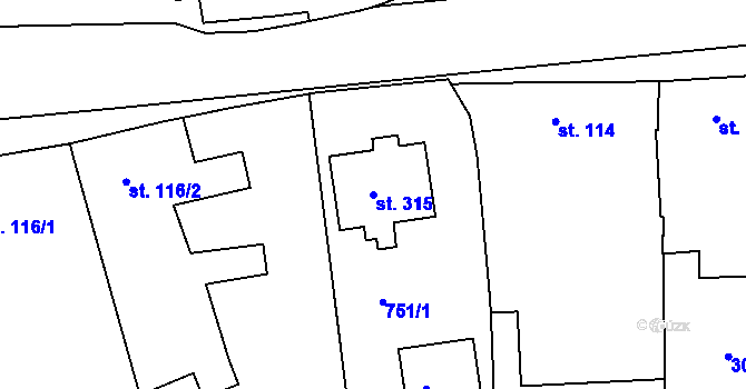 Parcela st. 315 v KÚ Cholina, Katastrální mapa