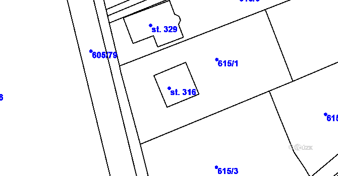 Parcela st. 316 v KÚ Cholina, Katastrální mapa