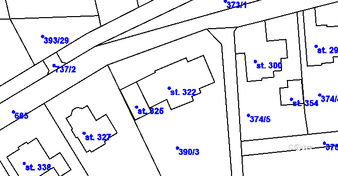 Parcela st. 322 v KÚ Cholina, Katastrální mapa