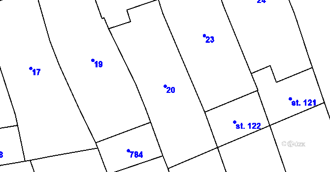 Parcela st. 20 v KÚ Cholina, Katastrální mapa