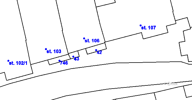 Parcela st. 42 v KÚ Cholina, Katastrální mapa
