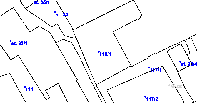 Parcela st. 115/1 v KÚ Cholina, Katastrální mapa