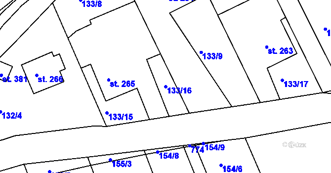 Parcela st. 133/16 v KÚ Cholina, Katastrální mapa