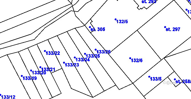 Parcela st. 133/26 v KÚ Cholina, Katastrální mapa