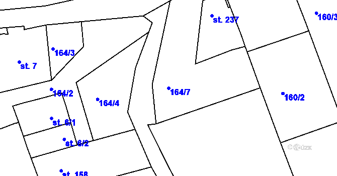 Parcela st. 164/7 v KÚ Cholina, Katastrální mapa