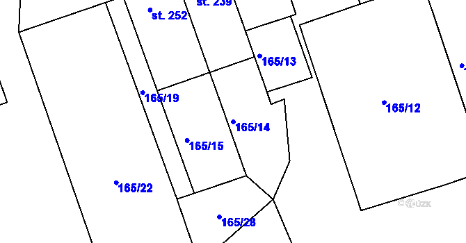 Parcela st. 165/14 v KÚ Cholina, Katastrální mapa