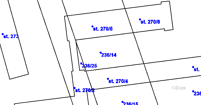 Parcela st. 236/14 v KÚ Cholina, Katastrální mapa