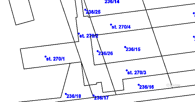 Parcela st. 236/26 v KÚ Cholina, Katastrální mapa