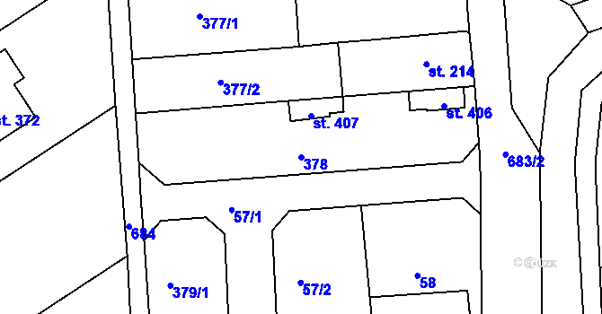 Parcela st. 378 v KÚ Cholina, Katastrální mapa