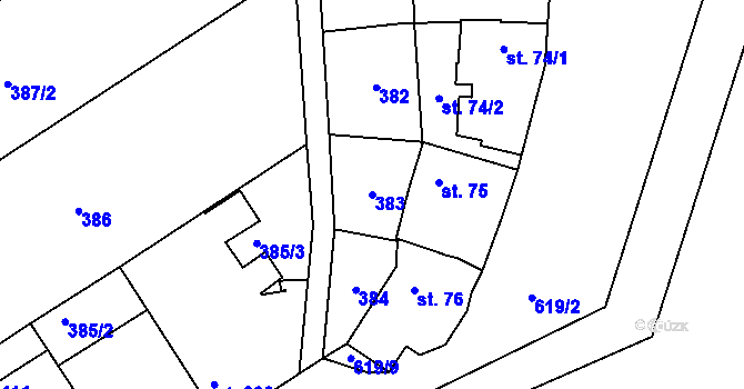 Parcela st. 383 v KÚ Cholina, Katastrální mapa