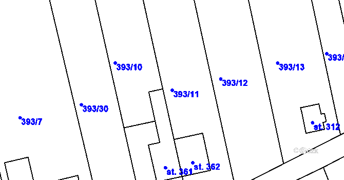 Parcela st. 393/11 v KÚ Cholina, Katastrální mapa