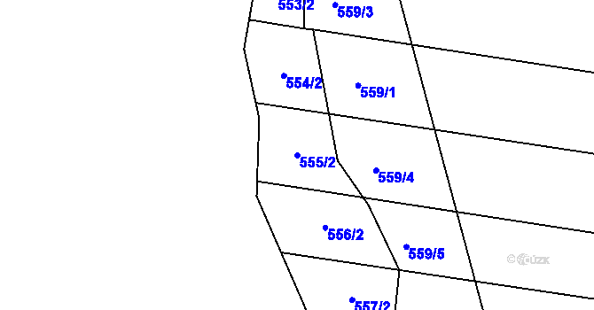 Parcela st. 555/2 v KÚ Cholina, Katastrální mapa