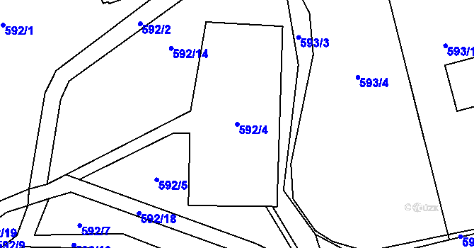 Parcela st. 592/4 v KÚ Cholina, Katastrální mapa