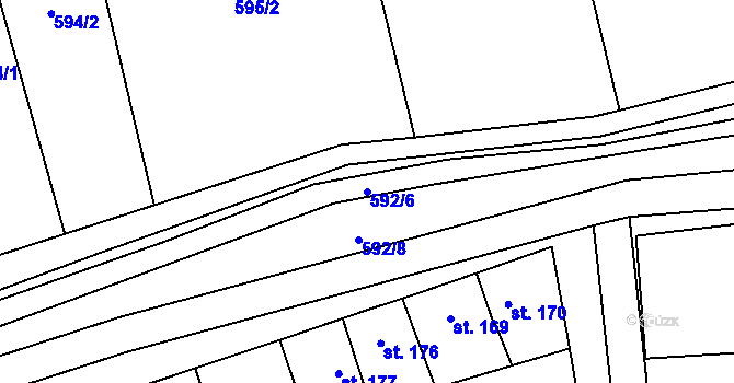 Parcela st. 592/6 v KÚ Cholina, Katastrální mapa