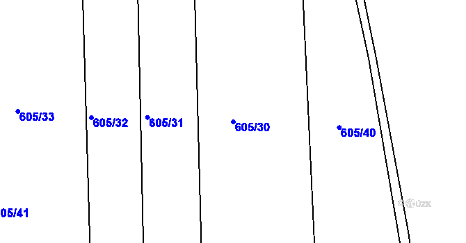 Parcela st. 605/30 v KÚ Cholina, Katastrální mapa