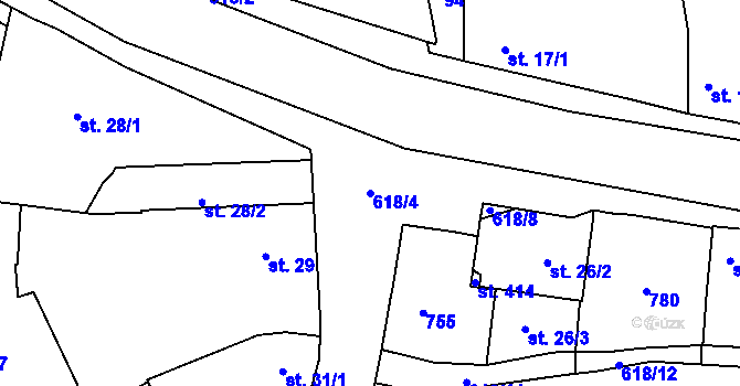 Parcela st. 618/4 v KÚ Cholina, Katastrální mapa