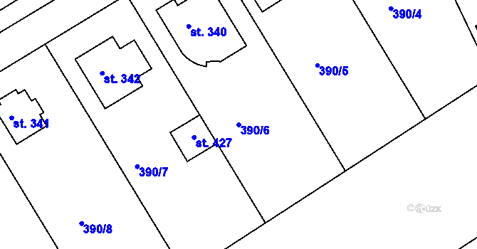 Parcela st. 390/6 v KÚ Cholina, Katastrální mapa
