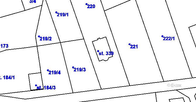 Parcela st. 339 v KÚ Cholina, Katastrální mapa
